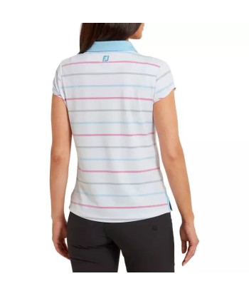 Footjoy Polo Lady Jacquard Oeil d'Oiseau Blanc Bleu Pour