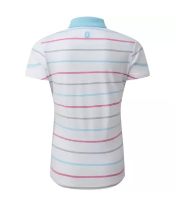 Footjoy Polo Lady Jacquard Oeil d'Oiseau Blanc Bleu Pour