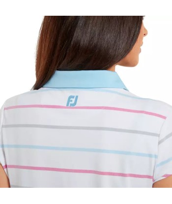 Footjoy Polo Lady Jacquard Oeil d'Oiseau Blanc Bleu Pour