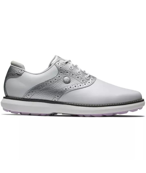 Footjoy Traditions spikeless LADY Blanche Argenté Violet destockage