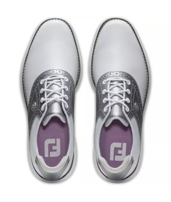 Footjoy Traditions spikeless LADY Blanche Argenté Violet destockage