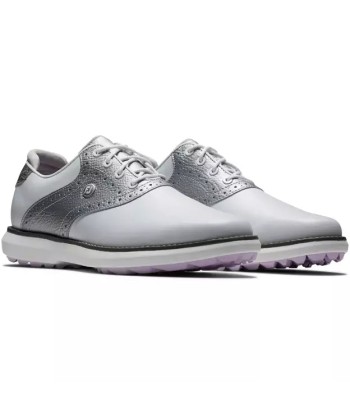 Footjoy Traditions spikeless LADY Blanche Argenté Violet destockage