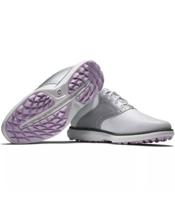 Footjoy Traditions spikeless LADY Blanche Argenté Violet destockage