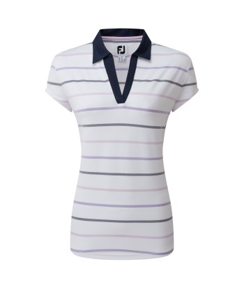 Footjoy Polo Lady Jacquard Oeil d'Oiseau Blanc Marine Le MVP de beaucoup