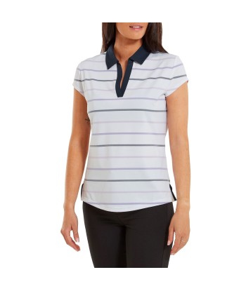 Footjoy Polo Lady Jacquard Oeil d'Oiseau Blanc Marine Le MVP de beaucoup