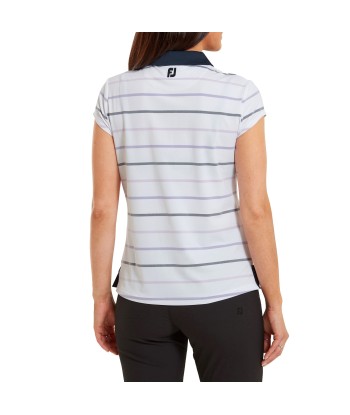 Footjoy Polo Lady Jacquard Oeil d'Oiseau Blanc Marine Le MVP de beaucoup